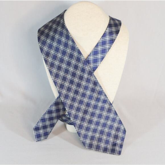 Polo University By Ralph Lauren Mens Neck Tie Blue White Plaid - Picture 1 of 5